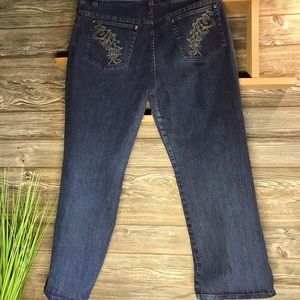 V Cristina Womens Jeans Boot Cut Jeans Medium wash Embroidered High Rise Denim